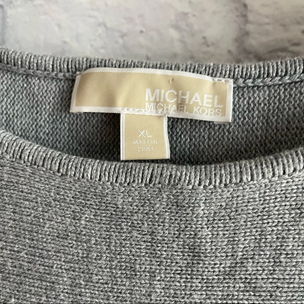 BY MICHAEL KORS GREY TUNIC SWEATER WITH ZIPPER ACCENT XL - Picture 2 of 8
